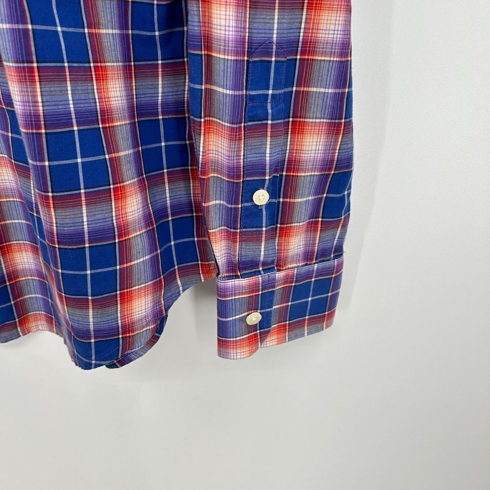 VINCE Men's Blue Red Plaid 100% Cotton Button Up Long Sleeve Shirt Size XL - Picture 3 of 5